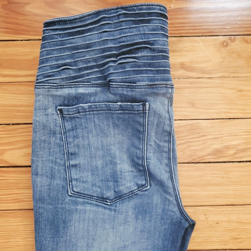 RtA Retro High Rise Pleated Waist Distressed Moto Skinny Jeans Sz 25 - Picture 6 of 10